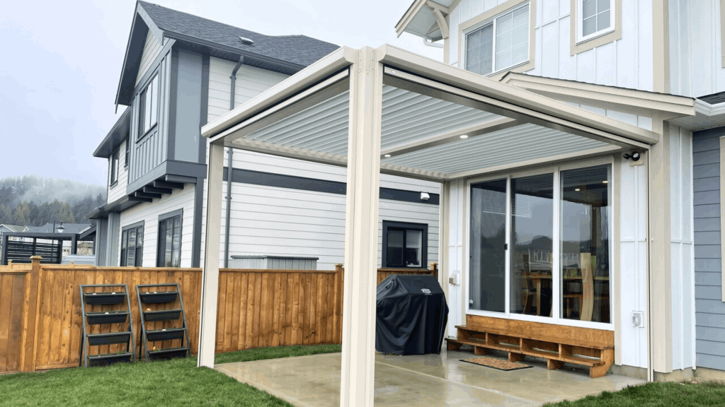 A small backyard with a pergola